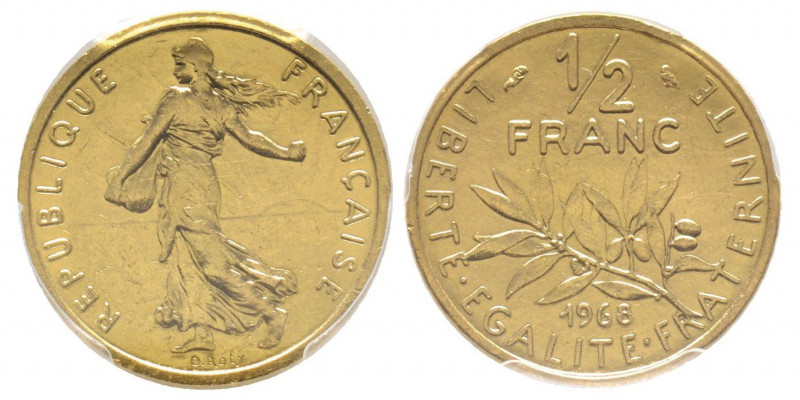 Piéfort or de 1/2 franc Semeuse, 1968, AU 18.15 g. 920‰
Ref : GEM91P3
Conservati...