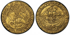Edward IV, Second Reign 1471-1483
Angel, ND (1480-1483), AU 5.03 g.
Ref : Spink 2091 Cinquefoil
Conservation : PCGS AU 58. Superbe exemplaire. Rarissi...