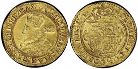 Charles I 1625-1649
Unite, Group A, class II, 1625, AU, 9 g.
Avers : CAROLVS D G MAG BRI FRA ET HIB REX 
Revers : FLORENT CONCORDIA REGNA 
Ref : Fr. 2...