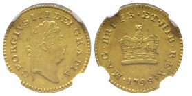 George III 1760-1820 
1/3 Guinea, 1798, AU 
Ref : Fr. 365, S. 3738
Conservation : NGC MS 62