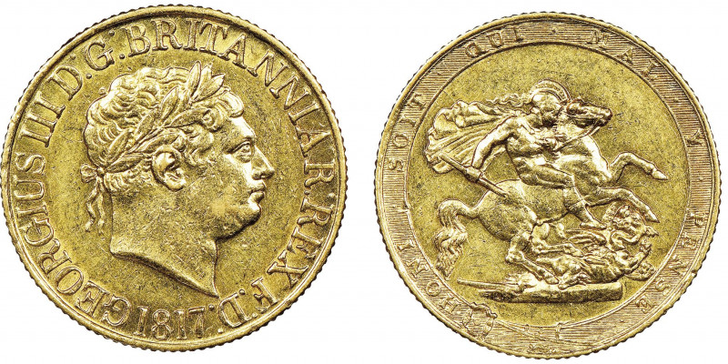George III 1760-1820 
Sovereign, 1817, AU 7.99 g. 
Ref : Marsh 1, S. 3785
Conser...