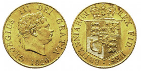 George III 1760-1820
Half sovereign, London, 1820, AU 4 g.
Ref : Fr. 372, S. 3786
Conservation : Superbe