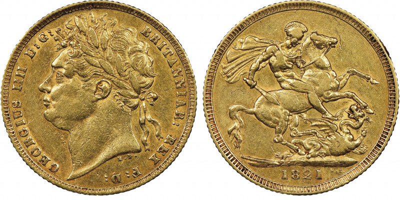 George IV 1820-1830 
Sovereign, 1821, AU 7.95 g. 
Ref : Marsh 5, S. 3800
Conserv...