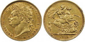 George IV 1820-1830 
Sovereign, 1821, AU 7.95 g. 
Ref : Marsh 5, S. 3800
Conservation : NGC XF 45