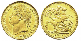 George IV 1820-1830
Sovereign, 1821, AU 7.98 g.
Ref : Fr. 376, S. 3800
Conservation : Superbe