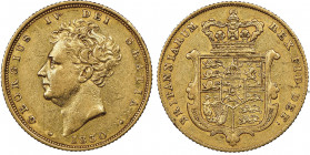 George IV 1820-1830 
Sovereign, 1830, AU 7.95 g. Ref : Marsh 11, S.3801 Conservation : NGC XF 45