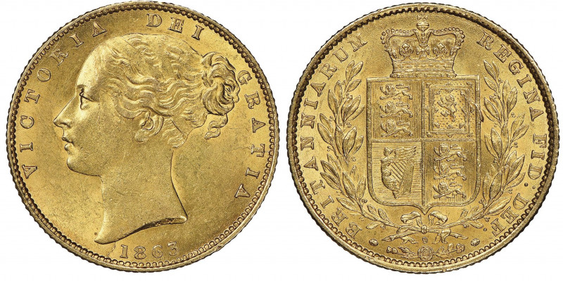 Victoria 1837-1901
Sovereign, London, 1863, AU 7.98 g.
Ref : Fr.387i, S.3853
Con...