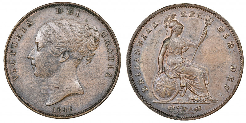 Victoria 1837-1901
Penny, 1846, Cu 18,95 g. Ref : S 3948 (Far COLON) Conservatio...