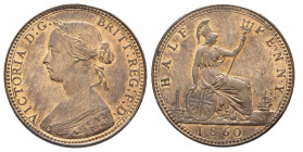 Victoria 1837-1901
1/2 Penny, London Mint, 1860, AE 5.34 g.
Ref : KM#748.2, S. 3956
Conservation : FDC