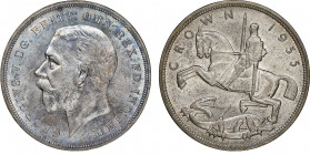 George V 1910-1936
Jubille Crown, 1935, incuse edge lettering, AG 28.27 g.
Ref : Seaby 4048, KM#842
Conservation : NGC MS 63. Superbe exemplaire