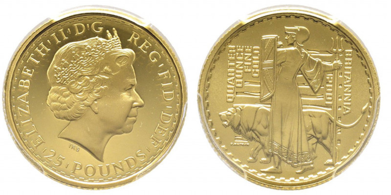 Elizabeth II 1952 -
25 Pounds Proof "Britannia", 2001, AU 8.51 g. 917‰
Quantité ...