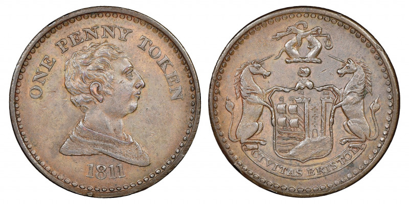 COLLECTION DE CONDER TOKENS
Penny, CIVITAS BRISTOL, 1811, AE
Ref : Withers 415 
...