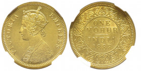 British India
Victoria 1837-1901
Mohur, Calcutta, 1888 C, AU 11.64 g.
Ref : Fr. 1604, KM#496 
Conservation : NGC MS 62
