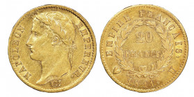 Département de l'Éridan 1802-1814
20 Francs, Turin, 1811 U, AU 6.45 g.
Ref : G. 1025, Pag. 22, Fr. 515
Conservation : NGC AU 53