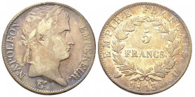Département de l'Éridan 1802-1814
5 Francs, Turin, 1813 U, AG 24.89 g.
Ref : G. 584, Pag. 34
Conservation : TTB. Rare