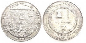 Brescia
Médaille en argent, Presa del Palazzo del Broletto, 1797, AG 53.61 g. 63,1mm opus Salwirk
Avers : PRESA DEL PALAZZO DEL BROLETTO Il Palazzo so...