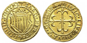 Filippo V 1700-1719
Scudo d'oro, Cagliari, 1703, AU 3.19 g.
Ref : MIR 93/2 (R), Fr. 145
Conservation : Superbe