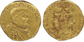 Guglielmo Gonzaga 1550-1587
2 Doppie, 1578, AU 12.78 g.
Ref : MIR 263/2 (R3), CNI 41/44
Conservation : NGC VF 30. Rarissime