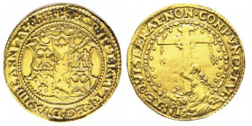 Ercole II d'Este 1534-1559 
Scudo d'oro del sole, Ferrara, 1534, AU 3.27 g.
Avers : HER II FER MVT REG DVX III CARNVTVM I I 1534 Revers : IN TE QVI SP...