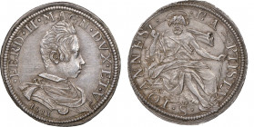 Ferdinando II de Medici 1621-1670
Testone, 1621, AG 8.90 g.
Ref : MIR 296/1 (R2), CNI 2/8, Pucci3
Ex Vente Nomisma 22/4/2009, lot 619
Conservation : N...