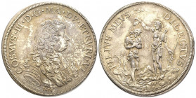 Cosimo III de' Medici 1670-1723
Piastra, 1676, AG 31.04 g. 
Avers : COSMVS III D G MA DV ETRVRI VI Busto corazzato a destra ; sotto, nel giro, 1676. 
...