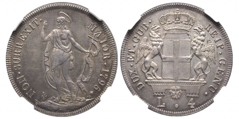 Dogi biennali III Fase 1637-1797
4 Lire, 1795, AG 16.63 g. 
Ref : MIR 313/4 (R),...