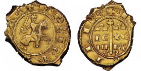 Carlo I 1266-1282
Multiplo di 12 Tari, Messina, AU 7.44 g.
Avers : K DEI GRACIA Cavaliere verso destra con spada in mano
Revers : R SICILIE Croce asti...