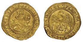 Messina
Ferdinando Il Cattolico 1479-1516
Trionfo, AU 3.46 g.
Revers : sotto gli artigli, M – C (Matteo Compagna, zecchiere).
Ref : MIR 237/5 (R2), Sp...
