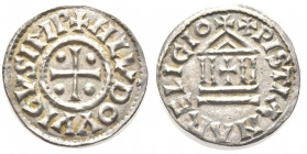 Ludovico II 844-875
Denaro piano, Milano, AG 1.63 g. 
Ref : MIR 9, MEC 1, 1007
Conservation : Superbe et rare