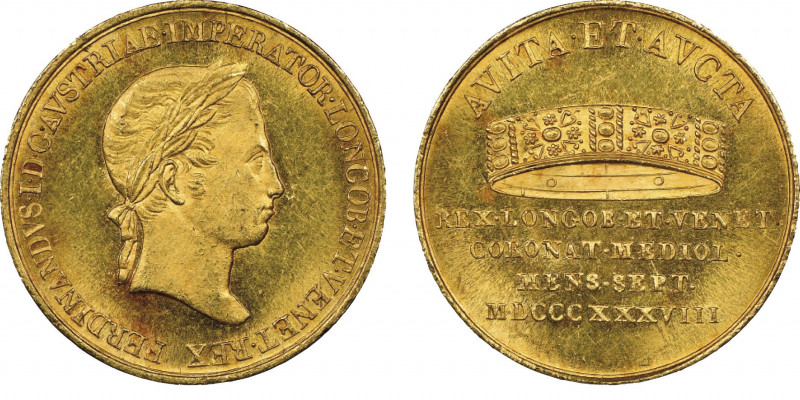 Ferdinando I 1835-1848
Zecchino del giuramento, 1838, AU 3.47 g. 18.7 mm
Avers :...