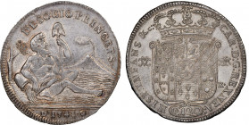 Carlo di Borbone 1734-1759
Piastra da 120 Grana, Napoli, 1748, AG 25.3 g.
Ref : MIR 336 (R), Pannuti Riccio 26
Conservation : NGC MS 63. Top Pop: le p...