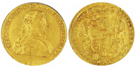 Fernando IV di Borbone 1759-1825 
6 Ducati, Napoli, 1763, AU 8.79 g.
Ref : MIR 352/4, CNI 23, Pannuti Riccio 6, Fr. 846
Conservation : PCGS AU 58. Sup...