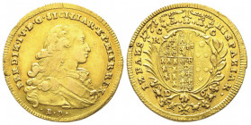 Fernando IV di Borbone 1759-1825 
6 Ducati, Napoli, 1771, AU 8.79 g.
Ref : MIR 357/2, Pannuti Riccio 19, Fr. 849
Conservation : Superbe