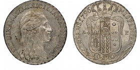 Fernando IV di Borbone 1759-1825 
120 Grana, Napoli, 1796, AG 27.53 g.
Ref : MIR 373/1, Pannuti Riccio 62
Conservation : NGC MS 61. Superbe