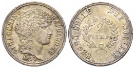 Gioacchino Murat 1808-1815
2 Lire, Napoli, 1813, AG 10 g.
Ref : G. IT 52, Pag. 60, MIR 442/1
Conservation : TTB+