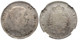 Francesco I di Borbone 1825-1830
120 Grana, Napoli, 1825, AG 27.53 g.
Ref : MIR 472/1 (R2), Pannuti Riccio 1
Conservation : NGC MS 63