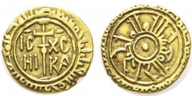 Palermo
Ruggero II 1130-1154
Tarì, AU 0.94 g. 
Ref : MIR 431, Spahr 63; cf. MEC 14, 204, Fr. 877
Conservation : TTB/SUP