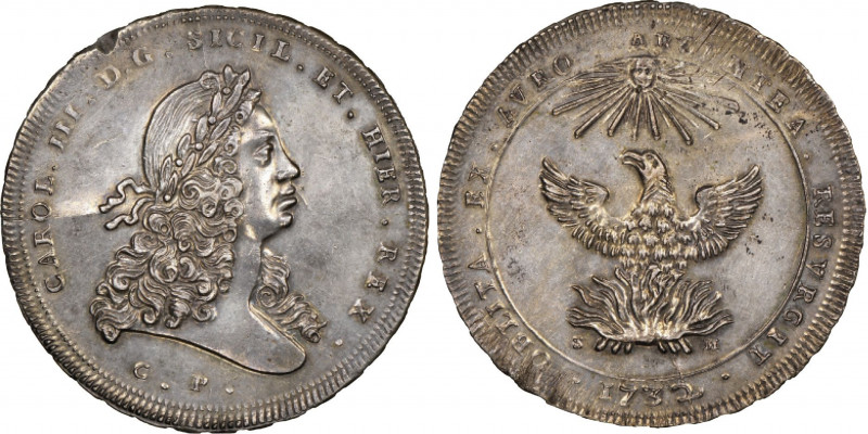 Carlo III 1720-1734
Oncia da 30 tari, Palermo, 1732, AG 73.59 g.
Ref : MIR 515 (...