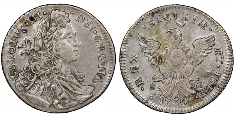 Carlo III 1720-1734
4 Tari, Palermo, 1730, AG 9.67 g. Ref : MIR 524/1 , Sp. 36
C...
