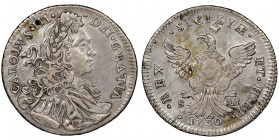 Carlo III 1720-1734
4 Tari, Palermo, 1730, AG 9.67 g. Ref : MIR 524/1 , Sp. 36
Conservation : presque Superbe