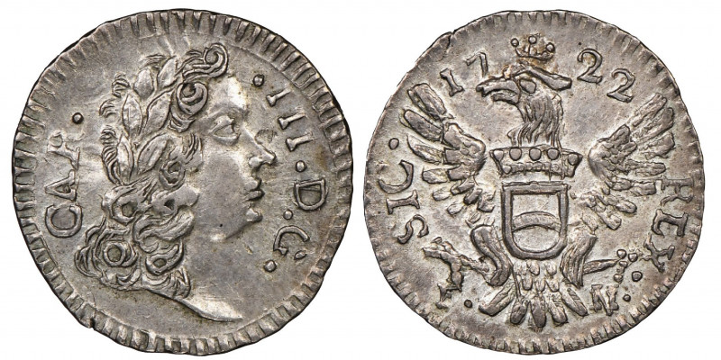 Carlo III 1720-1734
Mezzo Tari, Palermo, 1722, AG 1.27 g. Ref : MIR 539 , Sp. 9
...