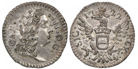 Carlo III 1720-1734
Mezzo Tari, Palermo, 1722, AG 1.27 g. Ref : MIR 539 , Sp. 9
Conservation : Superbe