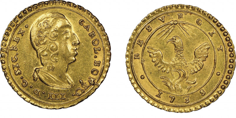 Carlo di Borbone 1734-1759
Oncia, Palermo, 1735, AU 4.42 g.
Ref : MIR 547/2 (R),...