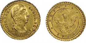 Carlo di Borbone 1734-1759
Oncia, Palermo, 1735, AU 4.42 g.
Ref : MIR 547/2 (R), Sp. 2, Fr. 887
Conservation : NGC MS 62. Rare