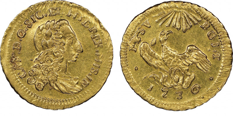 Carlo di Borbone 1734-1759
Oncia, Palermo, 1736, AU 4.42 g.
Ref : MIR 564/2, Sp....