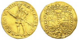 Parma
Ranuccio I Farnese 1592-1622 
Ongaro, 1603, AU 3.45 g. 
Ref : MIR 981/2 (R), CNI 13, Fr. 901
Conservation : TTB/SUP