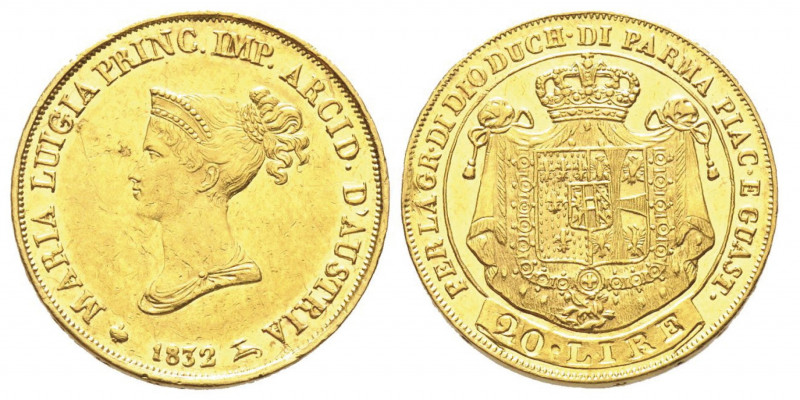 Maria Luigia 1814-1847
20 Lire, Parma, 1832, AU 6.45 g.
Ref : MIR 1092/2 (R3), P...