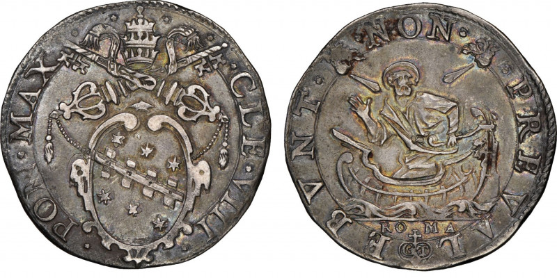 Clemente VIII 1592-1605
Testone, Roma, ND, AG 9.44 g.
Ref : MIR 1433/3 (R), Munt...