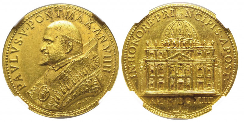 Paolo V 1605-1621
Medaglia in oro, Roma, 1613, AN VIIII, AU 42.29 g. 38 mm. Opus...