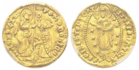 Pietro Mocenigo 1474 - 1476 
Zecchino, AU 3.45 g.
Ref : Paolucci 1 (R4), Fr. 1237
Conservation : PCGS AU 55. presque Superbe. Rarissime